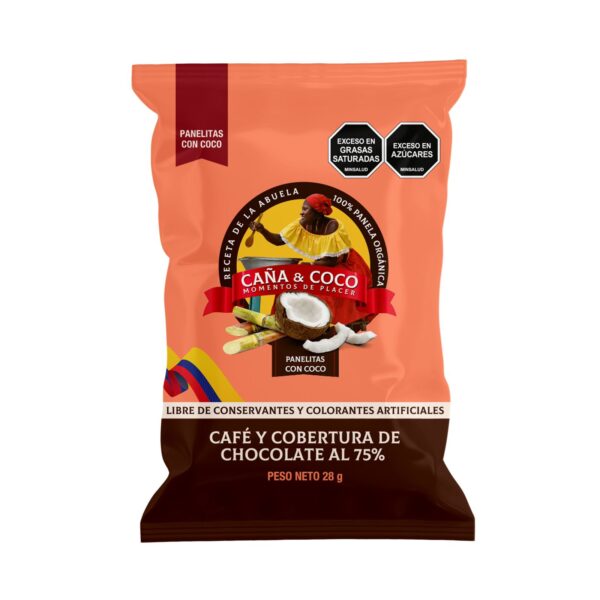 Caña y coco -  Café orgánico con cobertura de chocolate al 75% - Unidad