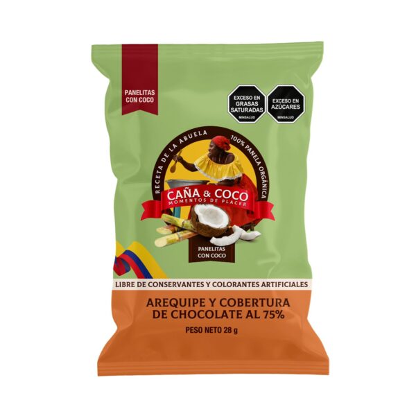 Caña y coco -  Arequipe con cobertura de chocolate al 75% - Unidad